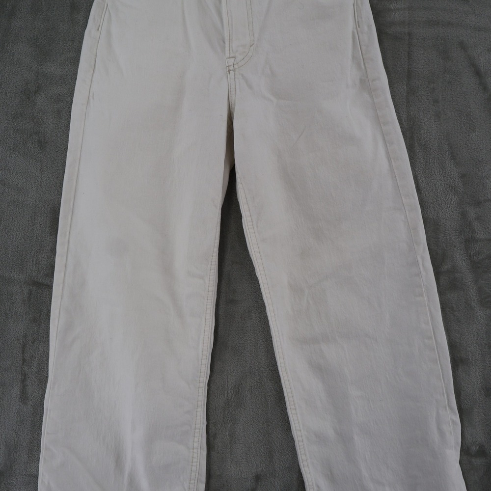 &DENIM Wide Leg Cropped High Waist Jeans Womens 2 White Preppy Casual Nautical‎ - Picture 12 of 16